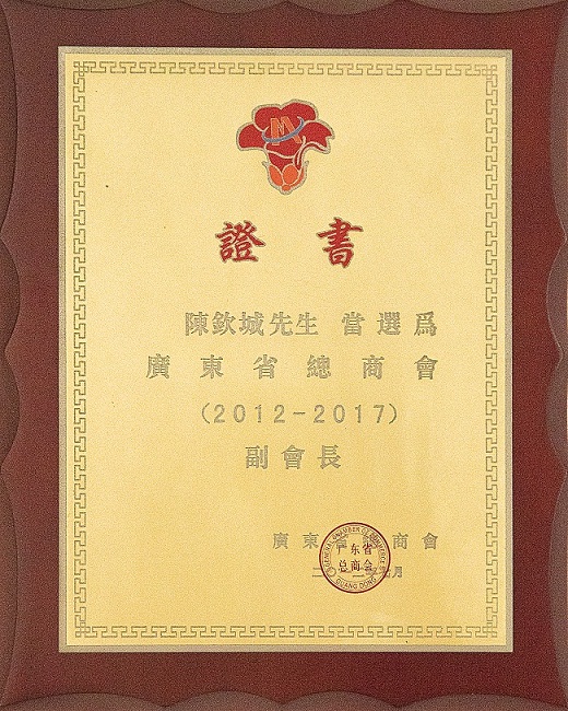 2012年7月当选为广东省社会组织总会（2012-2017）副会长