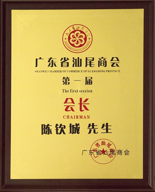 2014年当选广东省汕尾商会第一届会长